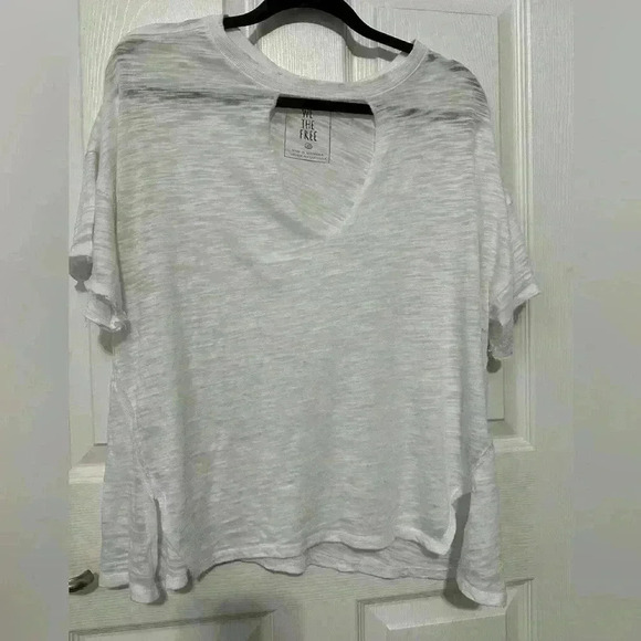 We The Free Women’s T-shirt White XS Distressed Oversized Beach Cover Up Summer - Picture 1 of 6